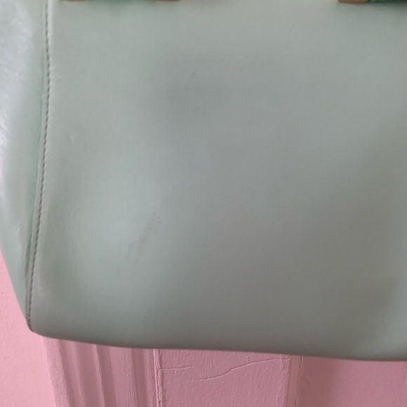 Luana Leather Italy Light Green/Seafoam Diamond Mini Tote with Crossbody Strap - Picture 6 of 7